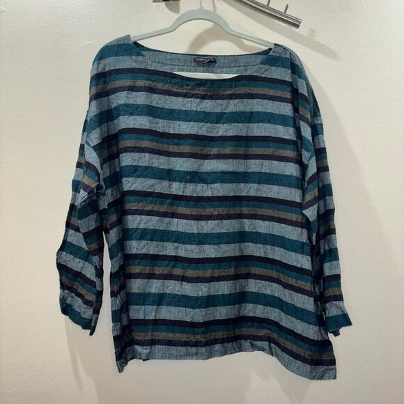 Eileen Fisher Organic Linen Striped Boxy Top – Size XL - Picture 10 of 15